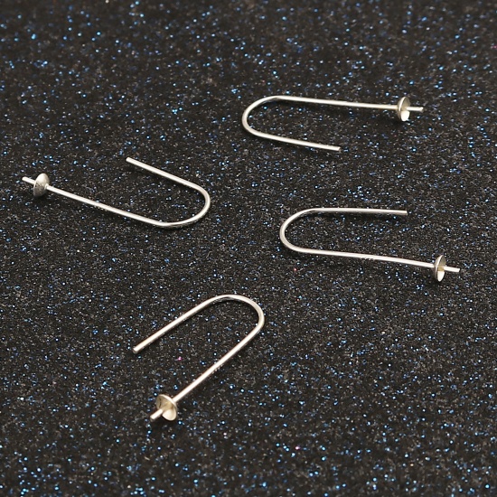 Immagine di Argento Sterling Ganci per Orecchini Accessori Pesce Argento W/ Loop 24mm x 10mm, Post / Filo Dimensione (21 misura), 1 Grammo (Circa 5-6 Pz)
