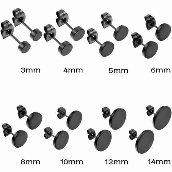 Imagen de Acero Inoxidable Pendientes Tono de Plata Ronda 3mm Dia., 1 Par