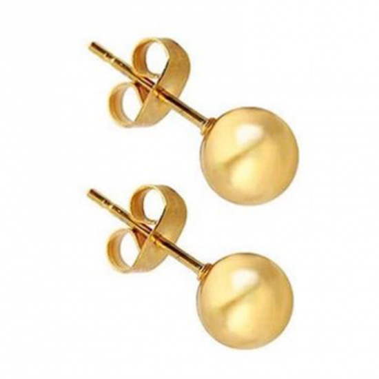 Picture of Stainless Steel Ear Post Stud Earrings Gold Plated Ball 2mm Dia., 1 Pair