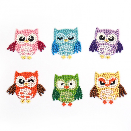 Picture of Resin Embroidery DIY Kit Diamond Painting Rhinestone Owl Animal Mixed Color 1 Set ( 6 PCs/Set)