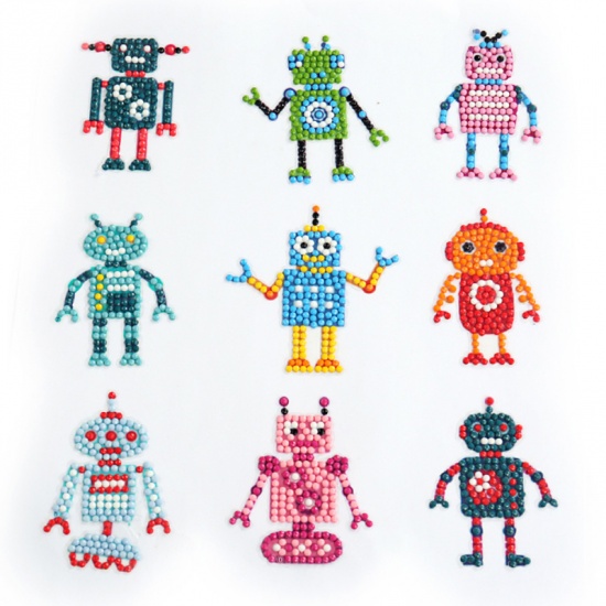 Picture of Resin Embroidery DIY Kit Diamond Painting Rhinestone Robot Mixed Color 1 Set ( 9 PCs/Set)