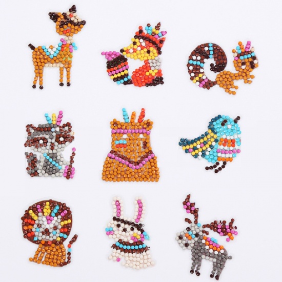 Picture of Resin Embroidery DIY Kit Diamond Painting Rhinestone Animal Mixed Color 1 Set ( 9 PCs/Set)