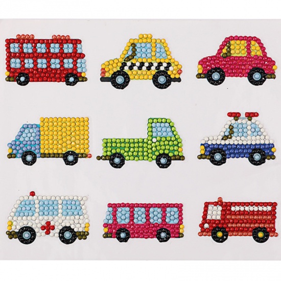 Picture of Resin Embroidery DIY Kit Diamond Painting Rhinestone Vehicle Mixed Color 1 Set ( 9 PCs/Set)