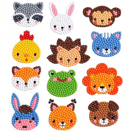 Picture of Resin Embroidery DIY Kit Diamond Painting Rhinestone Animal Mixed Color 1 Set ( 12 PCs/Set)