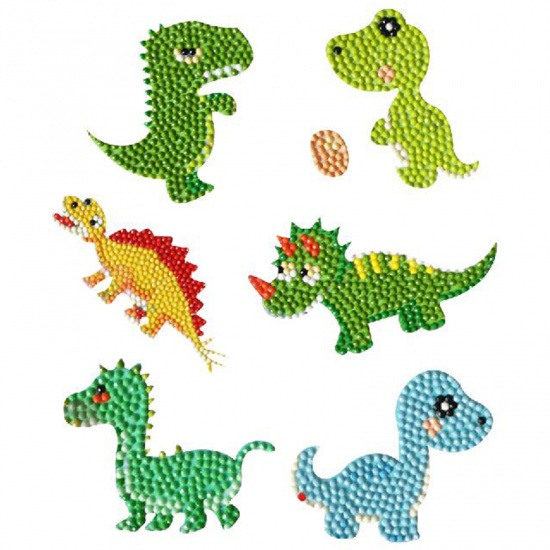 Picture of Resin Embroidery DIY Kit Diamond Painting Rhinestone Animal Mixed Color Dinosaur 1 Set ( 6 PCs/Set)