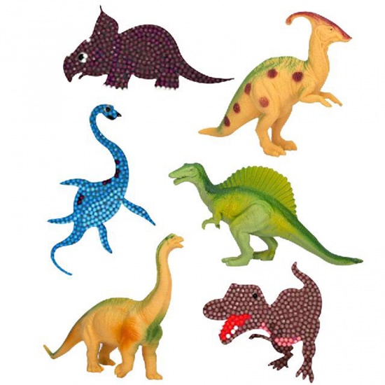 Picture of Resin Embroidery DIY Kit Diamond Painting Rhinestone Animal Mixed Color Dinosaur 1 Set ( 6 PCs/Set)