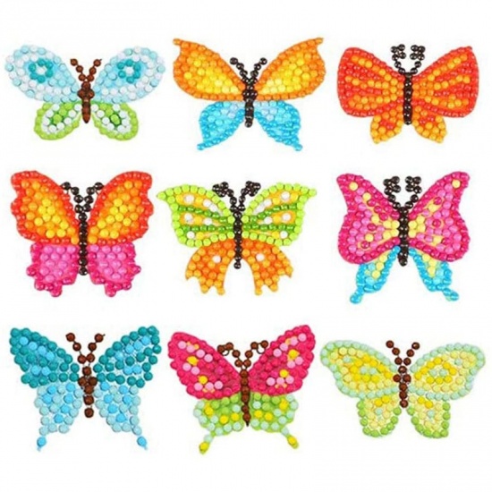 Picture of Resin Insect Embroidery DIY Kit Diamond Painting Rhinestone Butterfly Animal Mixed Color 1 Set ( 9 PCs/Set)