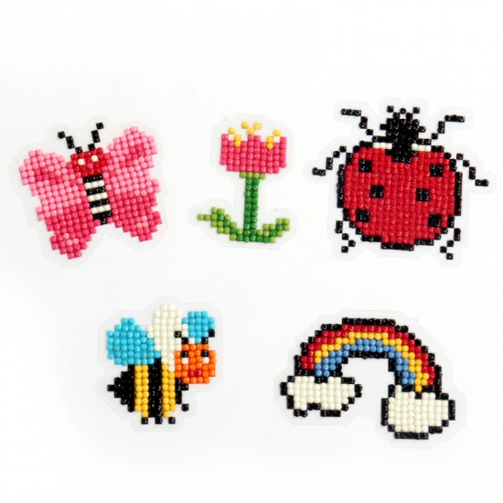 Picture of Resin Insect Embroidery DIY Kit Diamond Painting Rhinestone Bee Animal Mixed Color Butterfly 1 Set ( 5 PCs/Set)