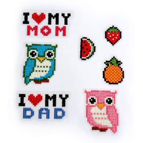 Picture of Resin Embroidery DIY Kit Diamond Painting Rhinestone Fruit Mixed Color Owl 1 Set ( 7 PCs/Set)