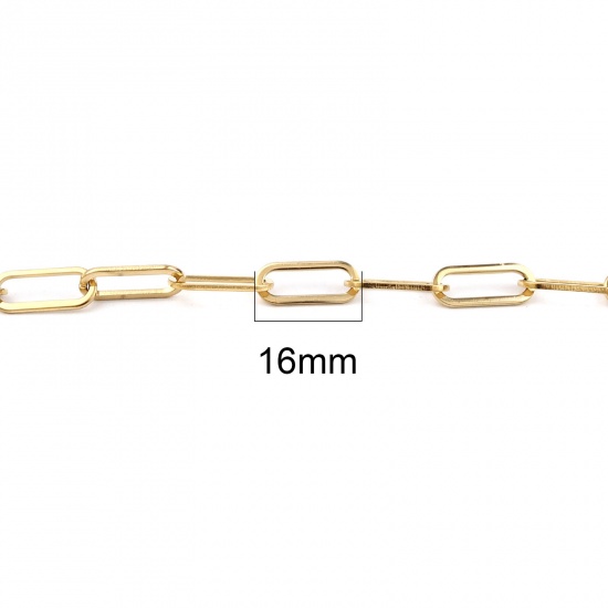 Bild von 1 Set ( 2 Stück/Set) Vakuumbeschichtung Edelstahl Schmuck Set Halskette Armband Vergoldet Oval 45cm lang, 19.6cm lang