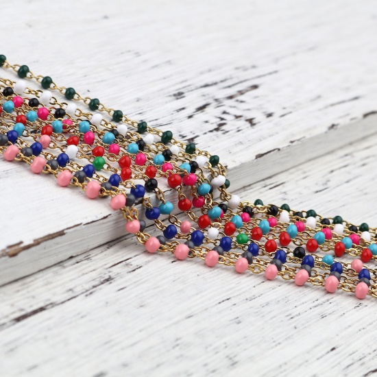 Picture of 304 Stainless Steel Stylish Bracelets Gold Plated Multicolor Enamel 17cm(6 6/8") long, 1 Piece