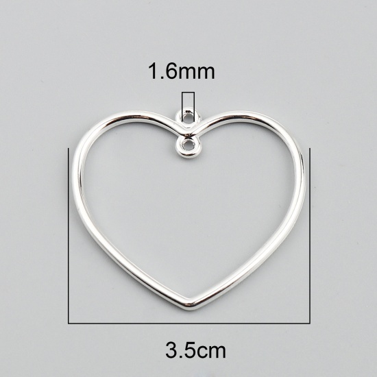 Picture of Zinc Based Alloy Connectors Heart Silver Plated 35mm x 33mm, 10 PCs