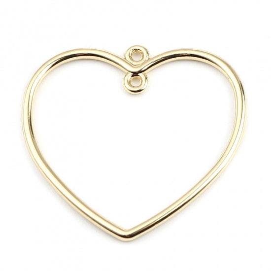 Picture of Zinc Based Alloy Connectors Heart Gold Plated 35mm x 33mm, 10 PCs