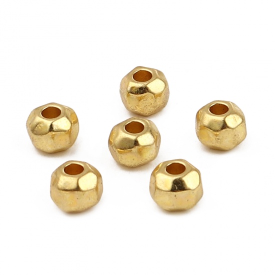 Picture of Zinc Based Alloy Spacer Beads Round Gold Plated Faceted About 6mm Dia., Hole: Approx 2.5mm, 10 PCs