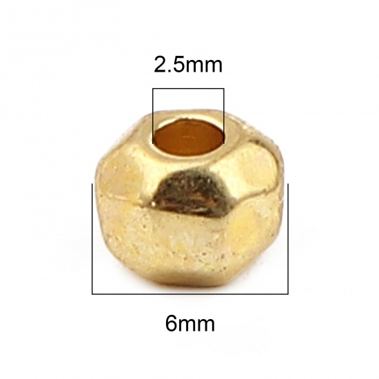 Picture of Zinc Based Alloy Spacer Beads Round Gold Plated Faceted About 6mm Dia., Hole: Approx 2.5mm, 10 PCs