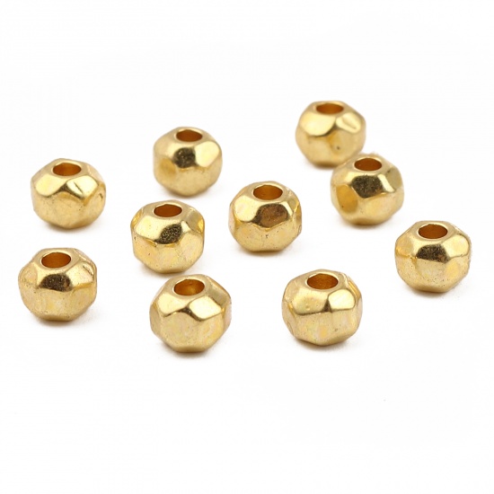 Picture of Zinc Based Alloy Spacer Beads Round Gold Plated Faceted About 6mm Dia., Hole: Approx 2.5mm, 10 PCs