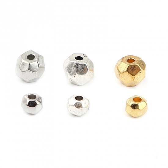 Picture of Zinc Based Alloy Spacer Beads Round Gold Plated Faceted About 6mm Dia., Hole: Approx 2.5mm, 10 PCs