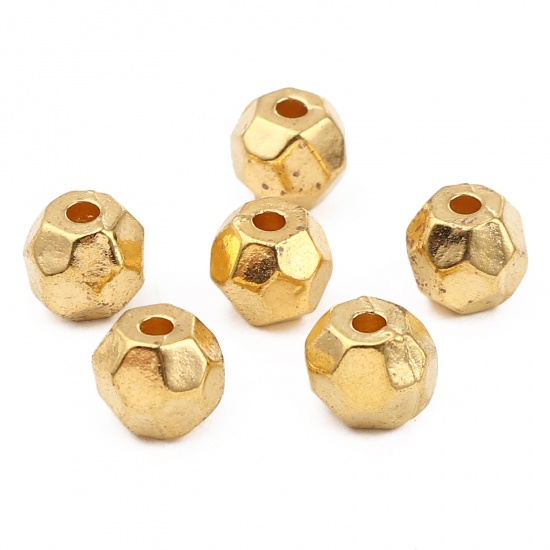 Picture of Zinc Based Alloy Spacer Beads Round Gold Plated Faceted About 9mm Dia., Hole: Approx 2.3mm, 30 PCs