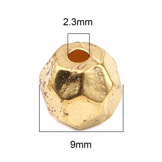 Picture of Zinc Based Alloy Spacer Beads Round Gold Plated Faceted About 9mm Dia., Hole: Approx 2.3mm, 30 PCs