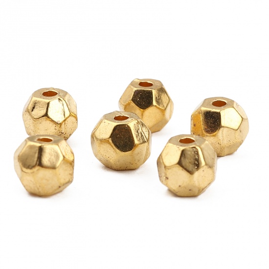 Picture of Zinc Based Alloy Spacer Beads Round Gold Plated Faceted About 9mm Dia., Hole: Approx 2.3mm, 30 PCs