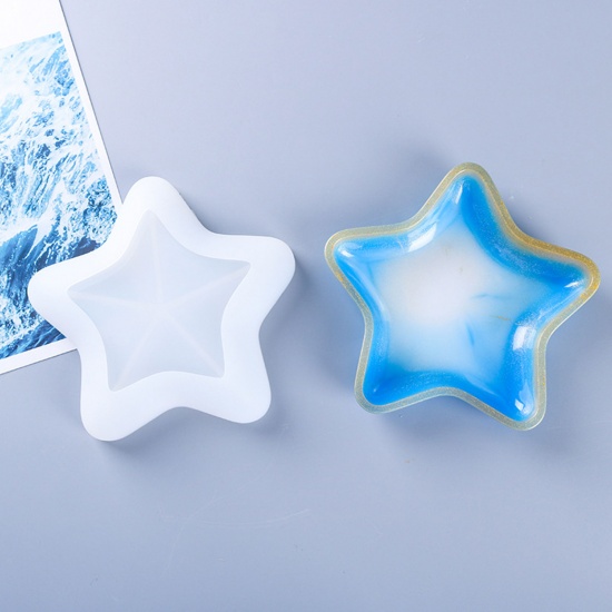 Picture of Silicone Ocean Jewelry Resin Mold For Jewelry Making Saucer Star Fish White 15.5cm x 15.5cm, 1 Piece