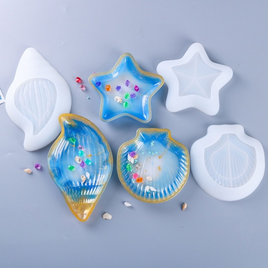 Picture of Silicone Ocean Jewelry Resin Mold For Jewelry Making Saucer Star Fish White 15.5cm x 15.5cm, 1 Piece