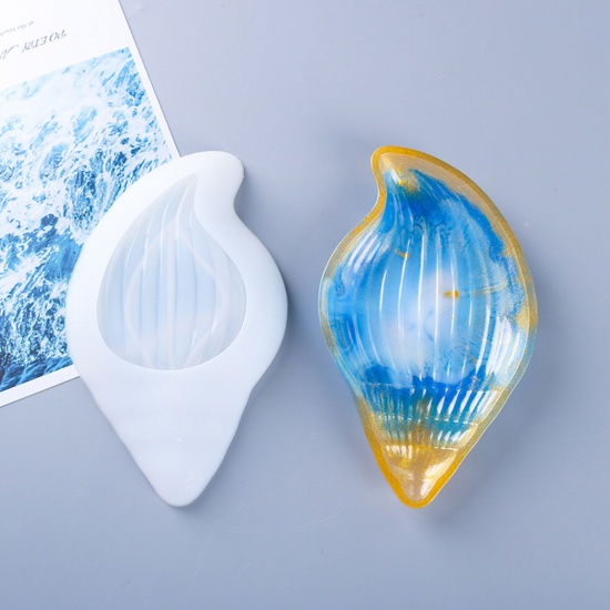 Picture of Silicone Ocean Jewelry Resin Mold For Jewelry Making Saucer Conch/ Sea Snail White 22cm x 13cm, 1 Piece