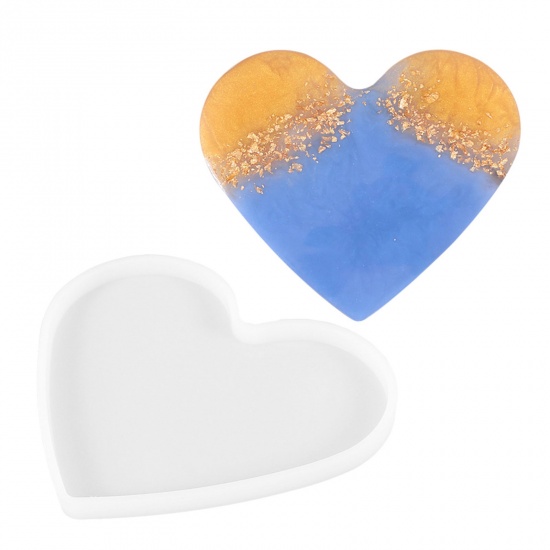 Picture of Silicone Resin Mold For Jewelry Making Heart White 60mm x 50mm, 1 Piece