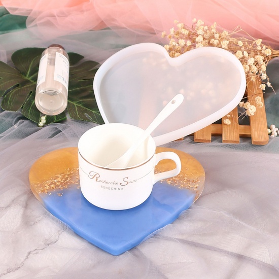 Picture of Silicone Resin Mold For Jewelry Making Heart White 11cm x 9cm, 1 Piece