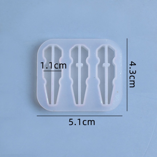 Immagine di Silicone Muffa della Resina per Gioielli Rendendo Clip Bianco 51mm x 43mm, 1 Pz