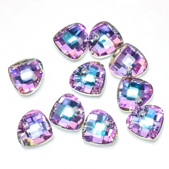 Picture of Glass AB Rainbow Color Aurora Borealis Charms Shell Purple & Blue 14mm, 10 PCs