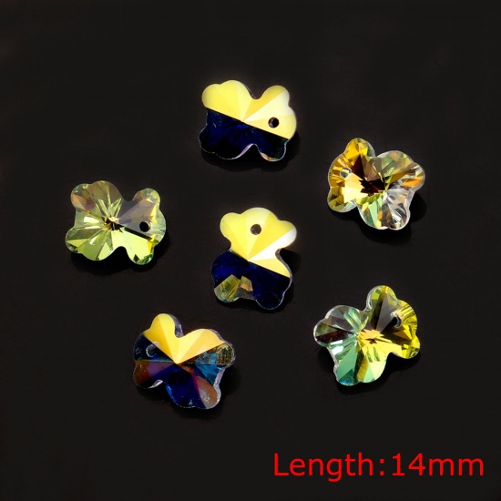Picture of Glass AB Rainbow Color Aurora Borealis Charms Bear Animal Multicolor 14mm, 10 PCs