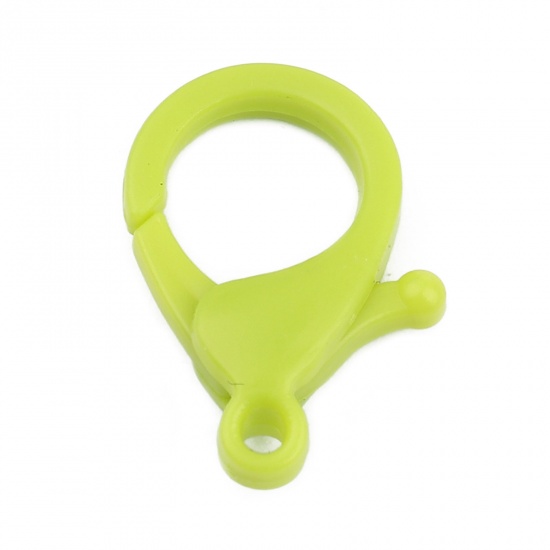 Изображение ABS Пластик Застежка когтя омара Желто-зеленый 25мм x 17мм, 30 ШТ