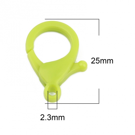 Изображение ABS Пластик Застежка когтя омара Желто-зеленый 25мм x 17мм, 30 ШТ