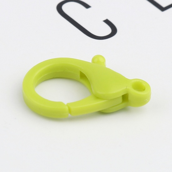 Picture of Plastic Lobster Clasp Findings Yellow-green 25mm x 17mm, 30 PCs