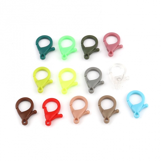 Picture of Plastic Lobster Clasp Findings Yellow-green 25mm x 17mm, 30 PCs