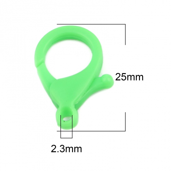 Изображение ABS Пластик Застежка когтя омара Зеленый 25мм x 17мм, 30 ШТ