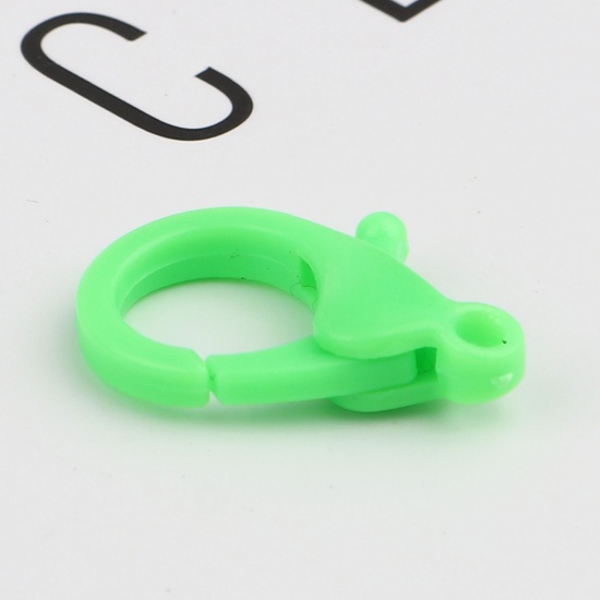 Изображение ABS Пластик Застежка когтя омара Зеленый 25мм x 17мм, 30 ШТ