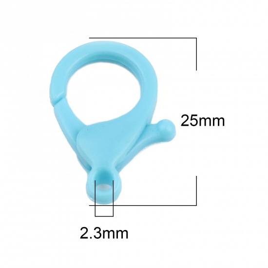 Picture of Plastic Lobster Clasp Findings Blue 25mm x 17mm, 30 PCs