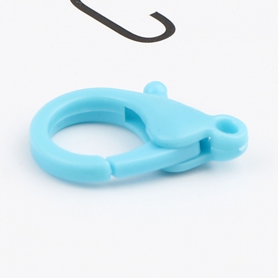 Изображение ABS Пластик Застежка когтя омара Синий 25мм x 17мм, 30 ШТ