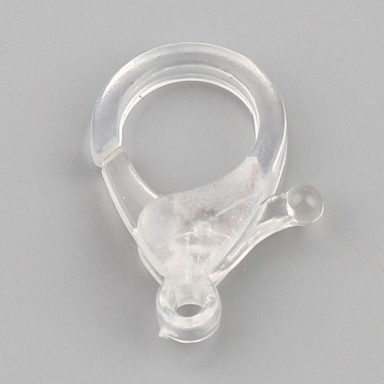 Picture of Plastic Lobster Clasp Findings Transparent Clear 25mm x 17mm, 30 PCs