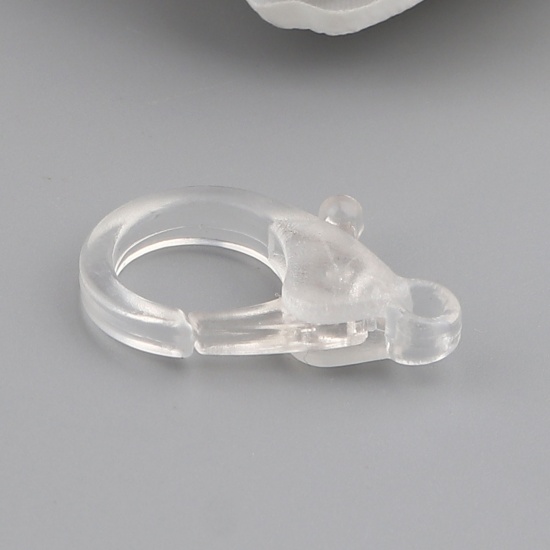 Picture of Plastic Lobster Clasp Findings Transparent Clear 25mm x 17mm, 30 PCs