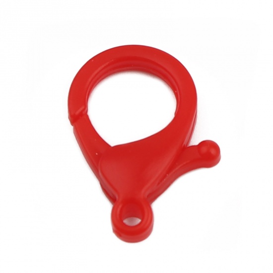 Picture of Plastic Lobster Clasp Findings Red 25mm x 17mm, 30 PCs