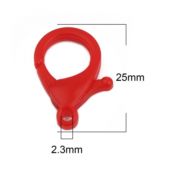 Picture of Plastic Lobster Clasp Findings Red 25mm x 17mm, 30 PCs