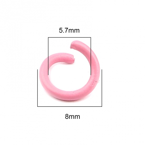 Изображение 1.2мм Железный Сплав(Без Кадмия) Колечки открыто Кольцо Розовый 8мм диаметр, 200 ШТ