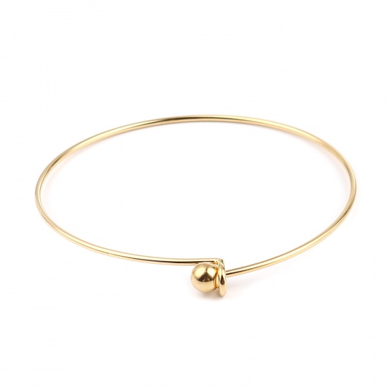 Picture of Stainless Steel Bangles Bracelets Circle Ring Gold Plated Adjustable 21cm(8 2/8") long, 1 Piece