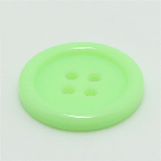 Picture of Resin Sewing Buttons Scrapbooking 4 Holes Round Light Green 25mm Dia, 100 PCs