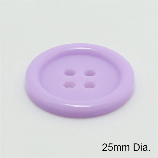 Picture of Resin Sewing Buttons Scrapbooking 4 Holes Round Mauve 25mm Dia, 100 PCs