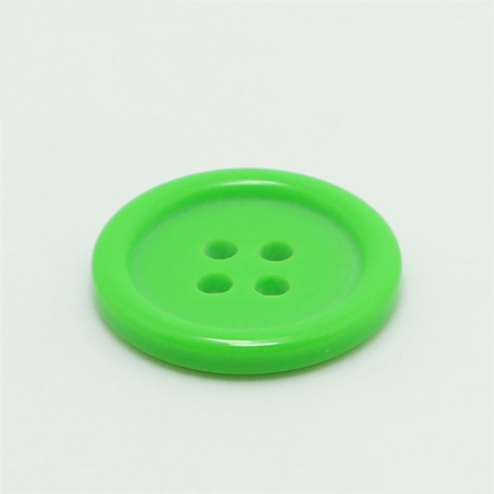 Picture of Resin Sewing Buttons Scrapbooking 4 Holes Round Green 25mm Dia, 100 PCs