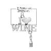 Bild von Zinklegierung Charm Anhänger Flasche Antiksilber (halten ss6 Strass) Herz Message " wine " Hohl 35mm x 27mm, 10 Stücke